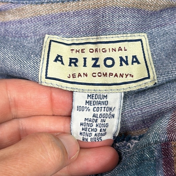Vintage Arizona Blue Striped Button Up Shirt Medium - Picture 7 of 7